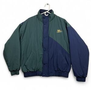 Vintage Swingster DeKalb Puffer Jacket USA Made Green Blue L